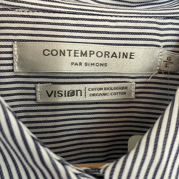 NWT SIMONS Blue stripe button up - Picture 2 of 8